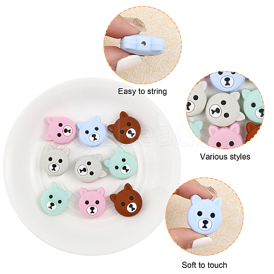 10Pcs 5 Colors Silicone Beads SIL-CA0001-91-1