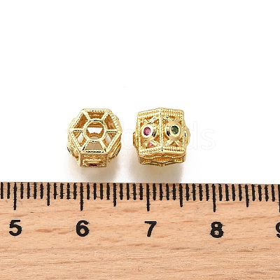 Brass Micro Pave Cubic Zirconia Beads KK-C106-22G-1