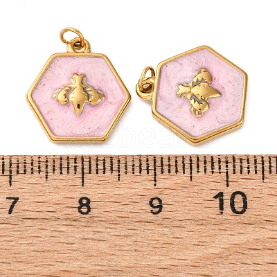 304 Stainless Steel Enamel Pendants STAS-U061-37G-C03-1