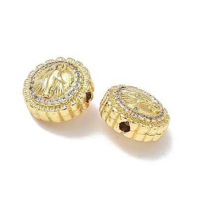 Brass Micro Pave Cubic Zirconia Beads KK-Q068-44G-1