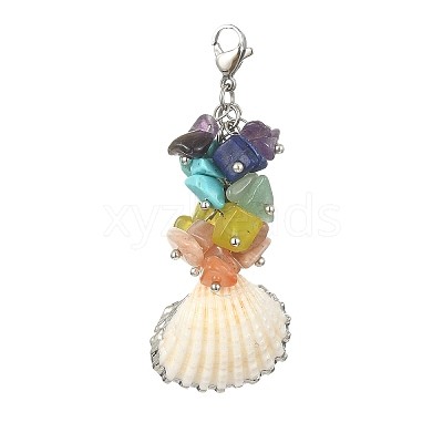 Electroplate Shell Pendant Decorations HJEW-TA00070-02-1