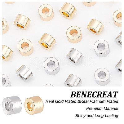 40Pcs 2 Colors Brass Beads KK-BC0009-37-1