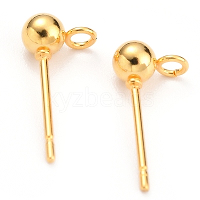 304 Stainless Steel Ball Post Stud Earring Findings X-STAS-Z035-02G-C-1