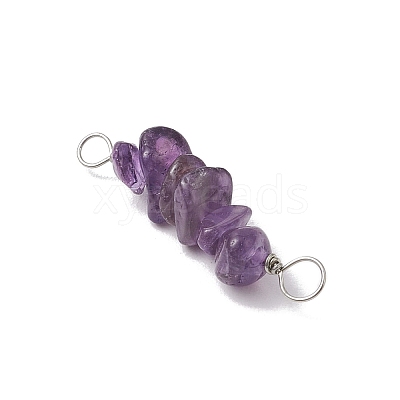 10Pcs 5 Styles Constellation Natural Gold Rutilated Quartz & Amethyst & Golden Sheen Obsidian & Strawberry Quartz & Lapis Lazuli Copper Wire Wrapped Chip Beaded Connector Charms PALLOY-JF02905-03-1