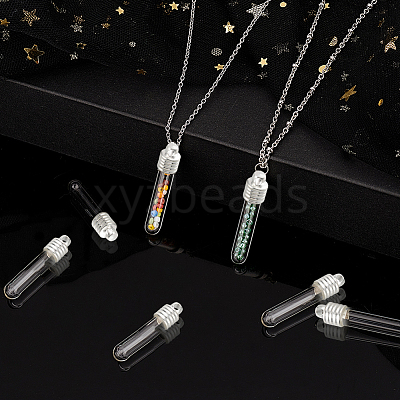 12Pcs 2 Style Clear Glass Tube Wish Bottle Pendants FIND-PH0017-07-1