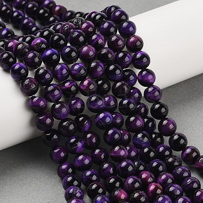 Grade B Natural Purple Tiger Eye Beads Strands G-F591-18-8mm-1