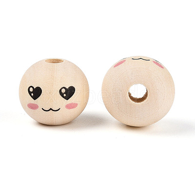 Printed Schima Wood Beads WOOD-T033-02H-1