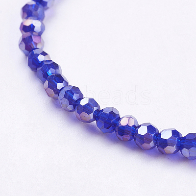 Faceted(32 Facets) Round Electroplate AB Color Plated Glass Beads Strands X-EGLA-D021-67-1