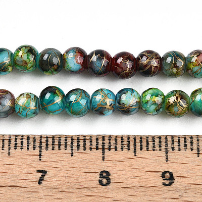Baking Paint Glass Beads Strands DGLA-N003-4mm-B08-1