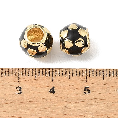 Sports Ball Brass Enamel European Beads KK-CBAF2EC-03G-04-1