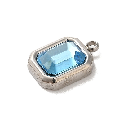 High Polished 304 Stainless Steel Glass Pendants STAS-L022-062P-08-1