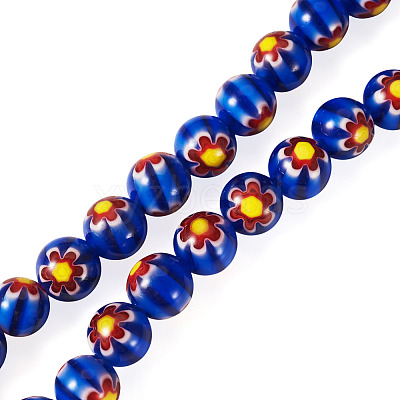 1Strand Round Millefiori Glass Beads Strands LK-TADJ0001-01B-1