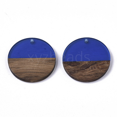 Transparent Resin & Walnut Wood Pendants RESI-S358-02B-H60-1