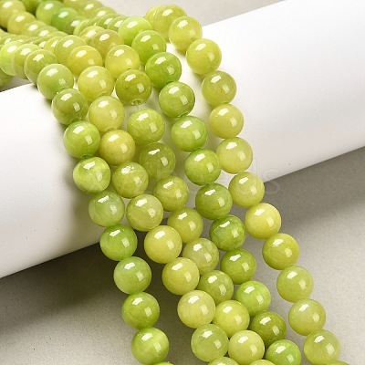 Natural Dyed Yellow Jade Gemstone Bead Strands X-G-R271-8mm-Y12-1