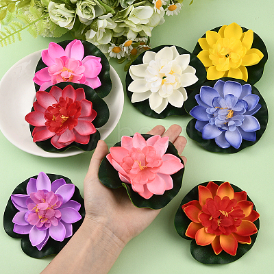 Artificial EVA Foam Lotus Leaf & Flower AJEW-SP0003-26E-1