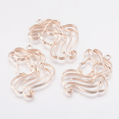 Alloy Open Back Bezel Pendants PALLOY-P166-34RG-1