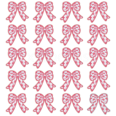 20Pcs Bowknot Embroidery Cloth Iron On/Sew On Patches DIY-FG0007-64A-1