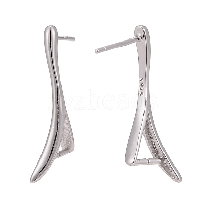 Anti-Tarnish Rhodium Plated 925 Sterling Silver Stud Earring Findings STER-F048-36P-1