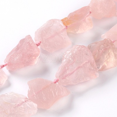 Rough Raw Natural Madagascar Rose Quartz Beads Strands G-G010-03-1