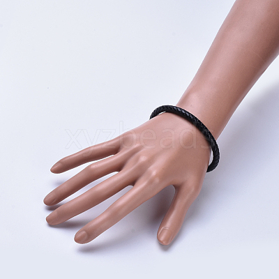 Man's Braided Leather Cord Bracelets X-BJEW-JB04255-01-1