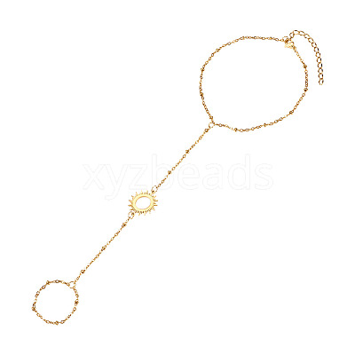 304 Stainless Steel Sun Link Chain Ring Bracelets for Women BJEW-TAC0055-1
