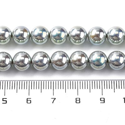 UV Plating Pearlized Glass Pearl Beads Strands GLAA-F128-01B-T23-1