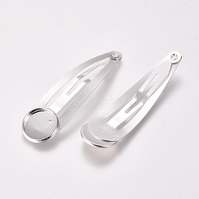 Alloy Snap Hair Clips with Blank Round Settings MAK-WH0007-09S-1