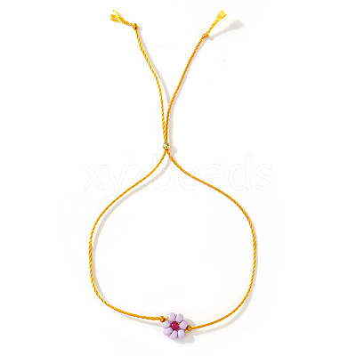 Daisy Charm Glass Seed Bead Slider Bracelets JL6020-4-1