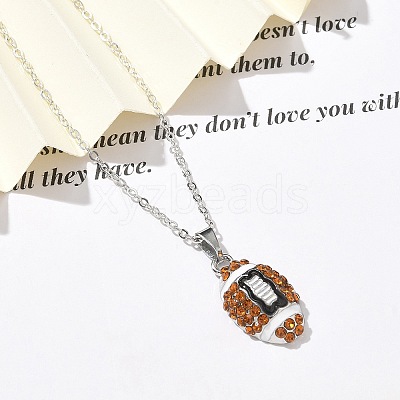 Zinc Alloy Topaz Rhinestone Sport Ball Pendant Cable Chain Necklaces NJEW-U024-01P-06-1