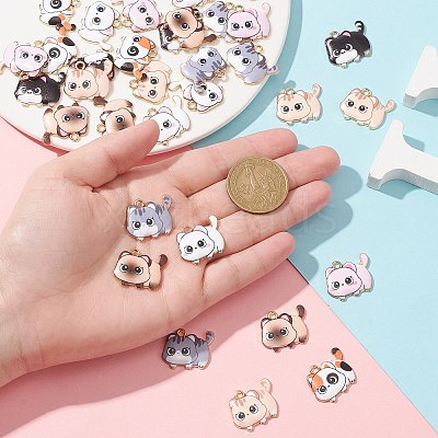 35Pcs 7 Styles Printed Alloy Pendants ENAM-CJ0005-24-1