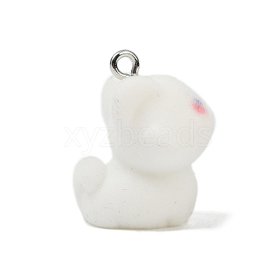 Animal Theme Flocky Opaque Resin Pendants RESI-H042-01P-06-1