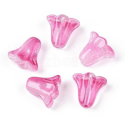 Spray Painted Transparent Glass Beads GLAA-D006-20F-1