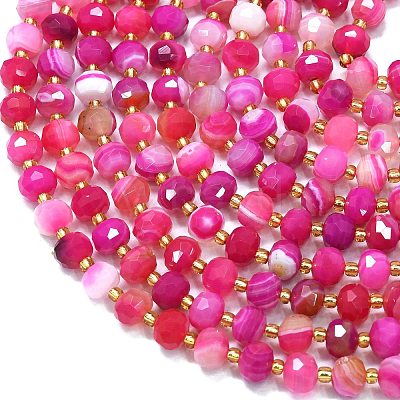 Natural Dyed Banded Agate Beads Strands G-K389-E40-01-1