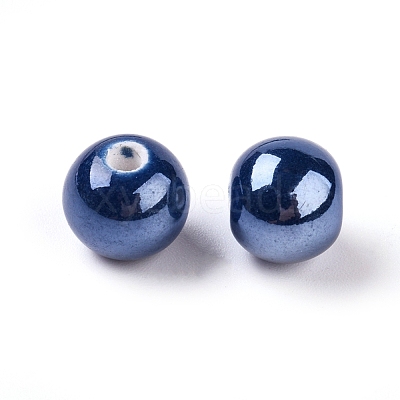 Glazed Porcelain Round Beads X-PORC-S489-8mm-05-1