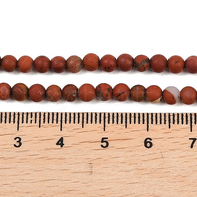 Frosted Natural Red Jasper Beads Strands G-C270-M01-4mm-1