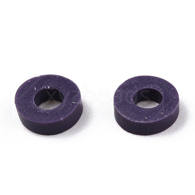 Flat Round Handmade Polymer Clay Bead Spacers X-CLAY-R067-4.0mm-04-1