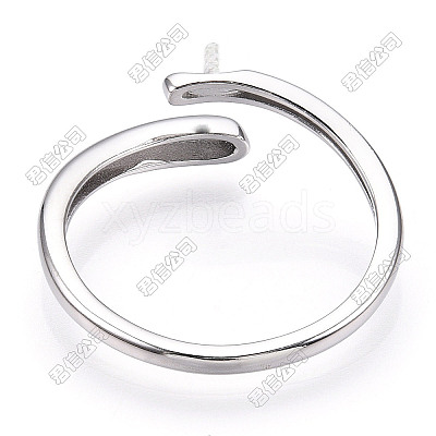 925 Sterling Silver Smooth with Open Cuff Ring Settings STER-T007-09P-1