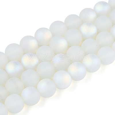 Frosted Imitation Jade Glass Beads Strands GLAA-T032-J10mm-MBB02-1