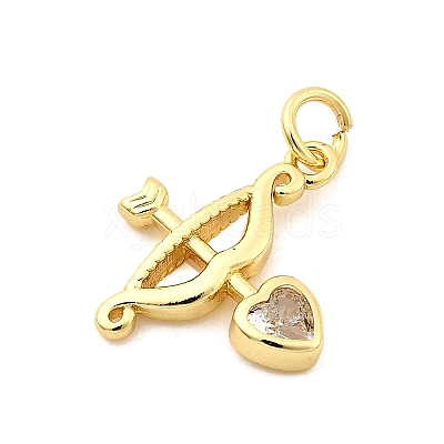 Bow and Arrow Brass Micro Pave Cubic Zirconia Pendants KK-C134-12G-1