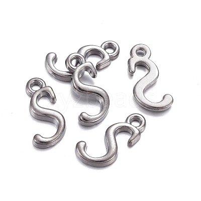Gunmetal Plated Alloy Letter Pendants PALLOY-J718-01B-S-1
