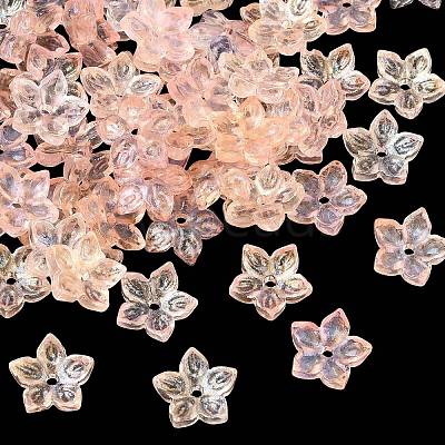Two Tone Transparent Glass Bead Cap GLAA-H041-01E-1