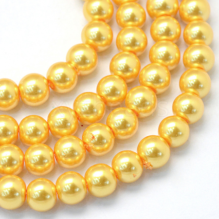 Baking Painted Pearlized Glass Pearl Round Bead Strands HY-Q003-10mm-56-1