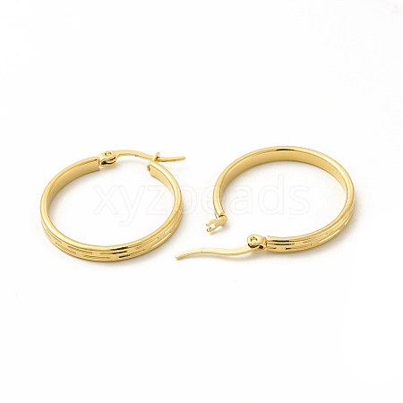 201 Stainless Steel Stripe Hoop Earrings with 304 Stainless Steel Pins for Women EJEW-M214-05D-G-1