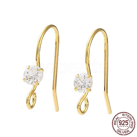 925 Sterling Silver with Clear Cubic Zirconia Earring Hooks STER-G036-16G-1