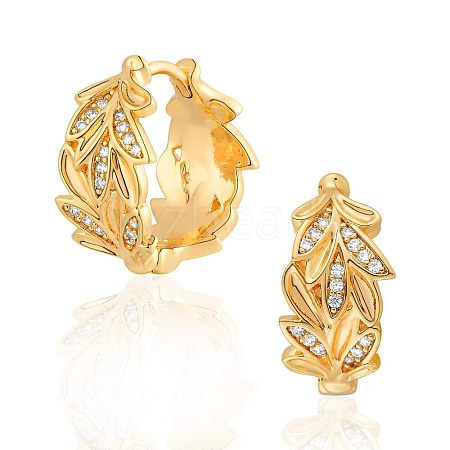 Brass Clear Cubic Zirconia Hoop Earrings FS-WGD9CCC-16-1