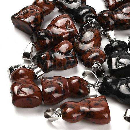 Natural Mahogany Obsidian Pendants G-B127-08P-06-1