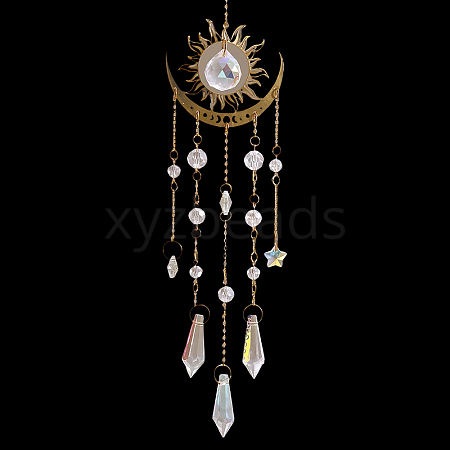 1Pc Metal Moon Hanging Ornaments AJEW-CN0004-04B-1