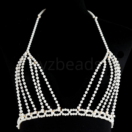 Plastic Imitation Pearl Sexy Chest Body Chains WGABBBD-02-1