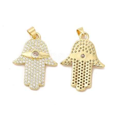 Rack Plating Brass Micro Pave Cubic Zirconia Pendants KK-B068-07G-1