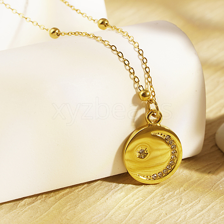 Elegant stainless steel moon pendant necklace for daily wear EY8350-1-1